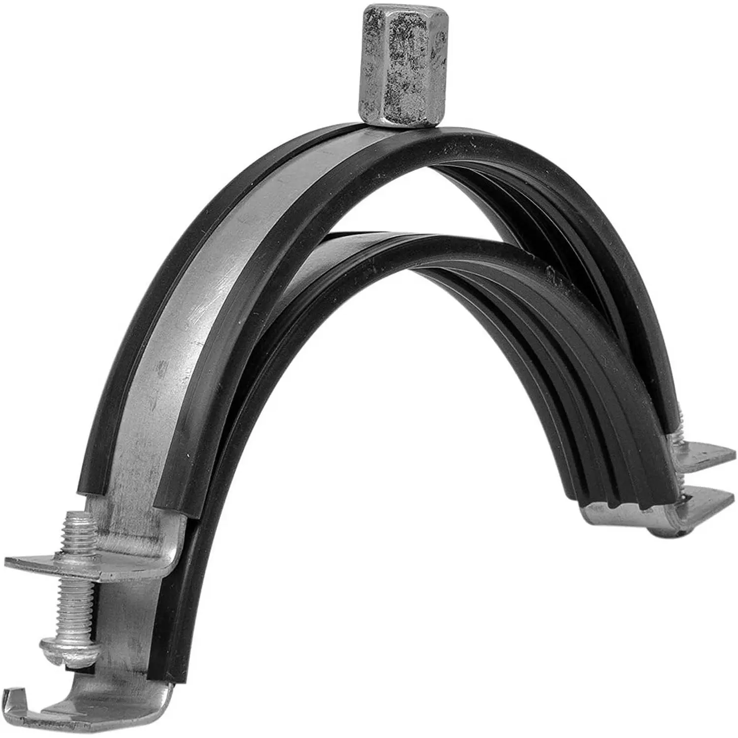 3" Inch Galvanized Pipe Hanger with Rubber - Conduit Mounting Clamp PVC Tube Brackets Metal Clamps Wall Bracket Rigid Holder 3in