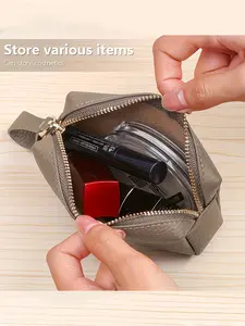 Women's Genuine Leather Coin Purse, Fashion Jewelry Storage Bag, Simple Makeup Bag, Soft Handfeel, Multiple Colors, Perfect Gift