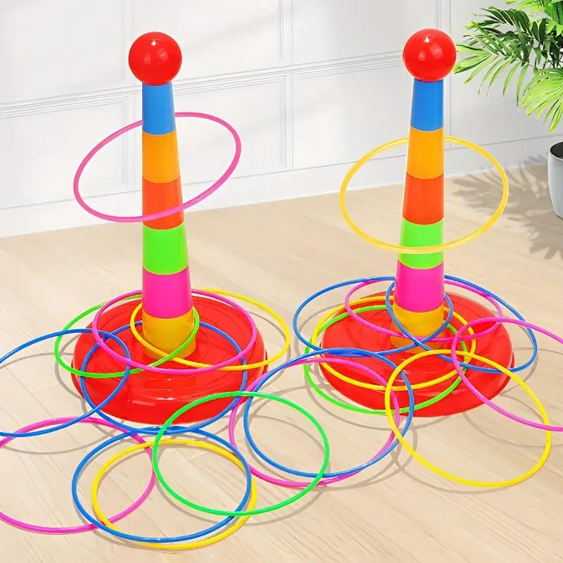 Random Color Hoopla Toy, 19pcs/26pcs Hoopla Throwing Game Toys, Indoor Outdoor Hoopla Juggling Toy, Perfect Family Activity Gift for Boys & Girls