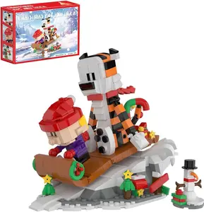 Boy And Tiger Adventure Blocks Set,Creative Ski Scene Toy Building Blocks,Vintage Cartoon Toy,Christmas Present for Boys Girls Adults，559 Pcs