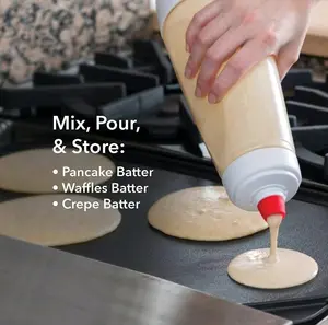 Batter Dispenser Bottle Kit - 4.5-Cup Pancakes Mixer with Shaker Ball Stainless Steel Whisk and Brush,Squeeze Bottles for Cupcake Muffin Waffle Crepe