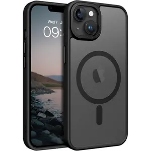 Magnetic for iPhone 13 Case & iPhone 14 Case [Compatible with Magsafe] Translucent Matte Phone Case iPhone 13/14 Slim Shockproof Women Men Protective Cover for iPhone 13/14 6.1", Hot Pink