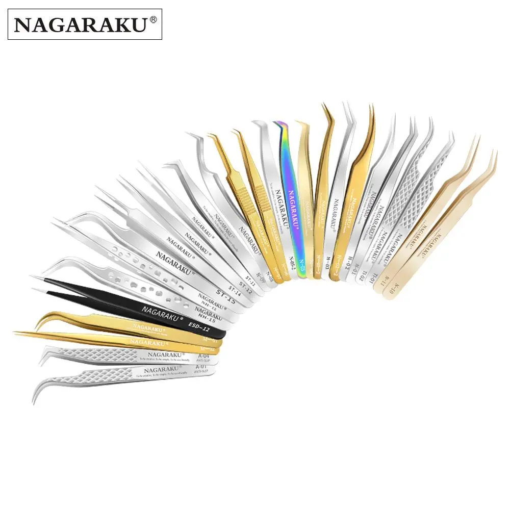 NAGARAKU Eyelash Extension Tweezers False Eyelashes Makeup Stainless Steel Professional Volume Tweezer 3D Accurate Pincet 2026 New
