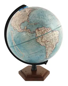 Replogle Palermo 9″ Raised Relief Blue Ocean Desk Globe with Walnut Base Made in USA for Home & Office Decor