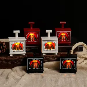 Mini LED Glowing Fireplace Model Dollhouse Toys Micro Landscape Ornaments DIY Accessories Winter Christmas Halloween Gifts Decor