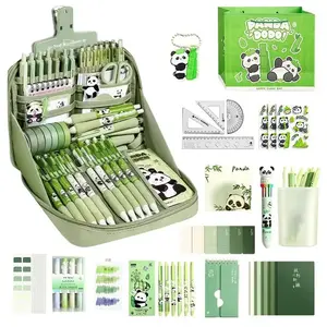 Panda School Supplies Stationery Set Cute Studying Supplies Stationery Set Ruler Notebook Keychain Pens Pencil Case Tab Stickers