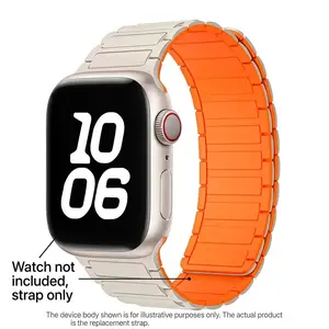 Double-Sided Magnetic Silicone Watch Bands Smartwatch Strap for Apple Watch Ultra/SE/9/8/7/6/5/4/3/2 - Water-Resistant Wristbands with Magnetic Clasp Closure