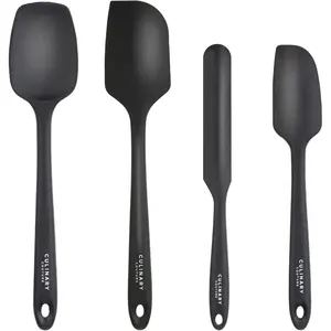4-Piece Black Baking Spatula Set-Rubber and Silicone, Heat Resistant up to 428°F, BPA-Free, for Nonstick Cookware - Silicone Baking Utensils