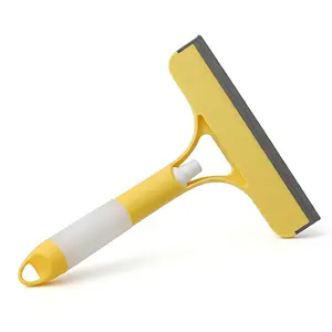 Multifunctional 3 in 1 Spray Cleaning Squeegee, Window Mirror and Car Windshield Cleaner with Built-in Spray Bottle and Microfiber Scrubber, White & Yellow