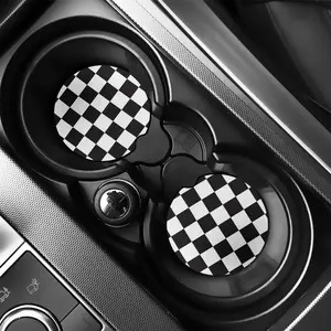 Checkered Black and White Car Coasters
