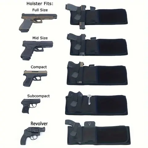 Concealed Carry Waistband Hanging Gun Holster - Unisex, Adjustable Snap Closure Waistband Carry, Hands Free, Under-Clothes Fit, Compatible with LCP, S&W M&P 40 Shield Bodyguard, Sig Sauer, Beretta, 1911, Classic Black, For Jeans & Casual Attire, Hunting,