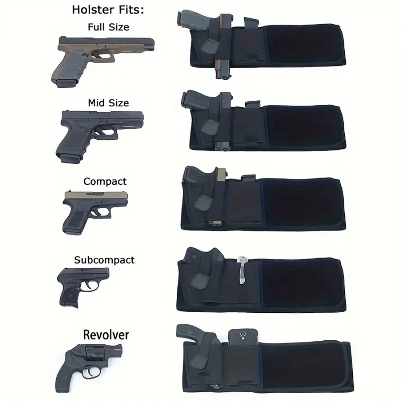 Concealed Carry Waistband Hanging Gun Holster - Unisex, Adjustable Snap Closure Waistband Carry, Hands Free, Under-Clothes Fit, Compatible with LCP, S&W M&P 40 Shield Bodyguard, Sig Sauer, Beretta, 1911, Classic Black, For Jeans & Casual Attire, Hunting,