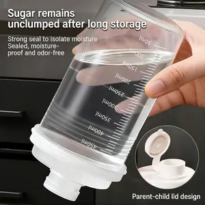 Transparent Sugar Dispenser Bottle with Scale, Heat Resistant, Leak Proof, Multi-Use Storage, Portable Kitchen Organizer, Home Use