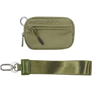 The Iris' Wallet 2nd Gen, 63.6"" The Iris Pouch Wristlet, Zippered Card Case With Id Window/Hand strap (green), 15*9*2cm