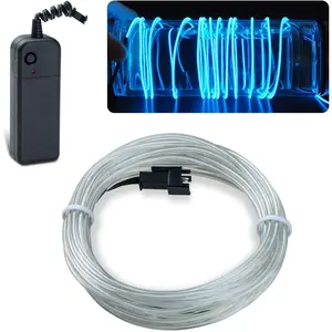 Electroluminescent Light EL Wire-Glowing Strobing, Ice Blue, 15ft, with Battery Pack For Party and Halloween Decoration