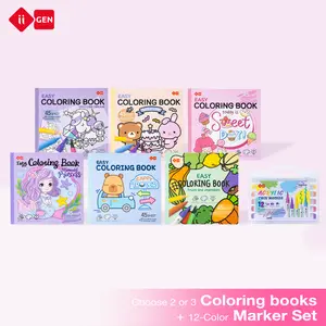 iiGEN Coloring Book Bundle：Choose a bundle set 2 or 3 Coloring Books + 12-colour Marker Pen Set，Premium Thick Paper，Cozy Anxiety Relief Art Kit，Relaxing Gift for Adults & Teens,TikTokShopSpringGlowUp,The Best Easter Gift