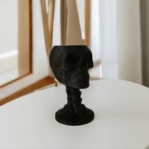 3D Printed Skull Themed Chalice Tealight and Votive Holder Decor Room Ornaments