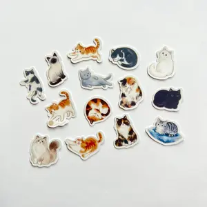 Tiny Cat Sticker Set of 28 pcs, Matte Laminated Mini Kitty Stickers, Planner Journal, Kawaii Feline Sticker Pack for Stationery Lover