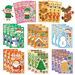 Christmas Sticker Set, 8-Piece DIY Craft Kit for Kids, Perfect Holiday Gift & Party Favors, Creative Arts & Crafts Supplies, Stickers Kit