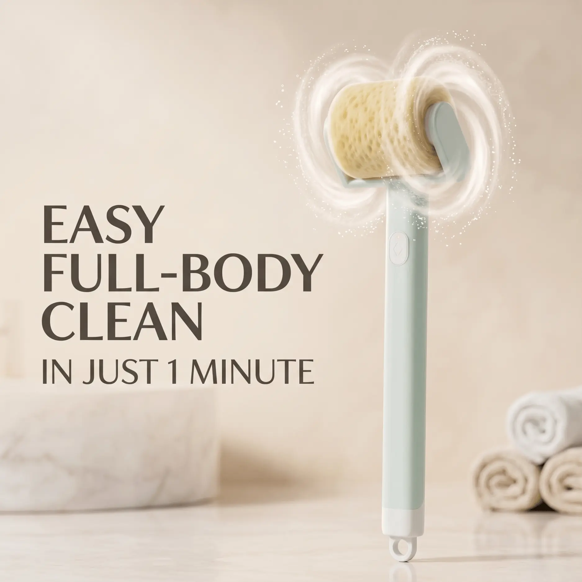 SHICR Electric Body Brush Long Handle Exfoliator – 3D Dynamic Fit Smart Cleaning, IPX7 Waterproof, Food-Grade Sponge Head, Suitable for Back Acne/Rough Skin, Ultra-Long Battery Life, Includes 3 Brush Heads + Hook, Premium Gift Set