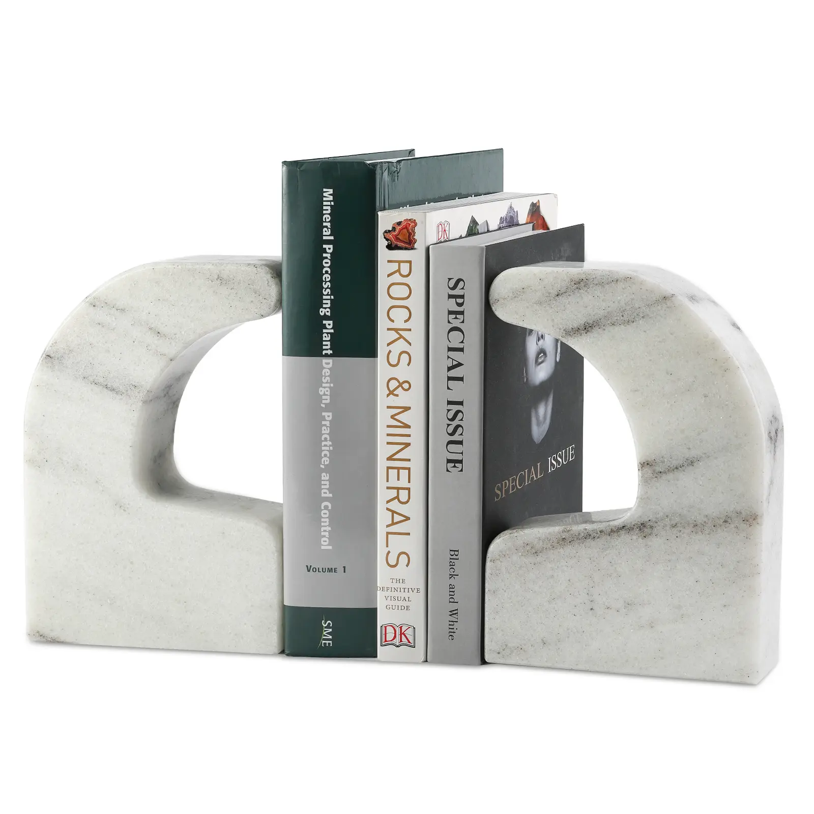 Koville Natural Marble Bookends Swan Shaped Bookend,Bookends for Shelves, Marble Bookends,Book Stoppers Book Holders Heavy Duty Bookends for Office, Home, Living Room Decors, 8.4 x 5.9 x2 inches(Mist white)
