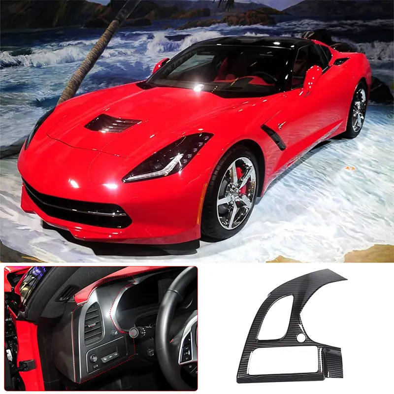 100% Brand New Car Accessory - 1-Piece Carbon Fiber Grain/Piano Black ABS Driver's Side Air Vent Trim Frame, High Degree of Fit Interior Molding for 2014-2019 Corvette C7, DIY-Friendly, Protect Your Vehicle
