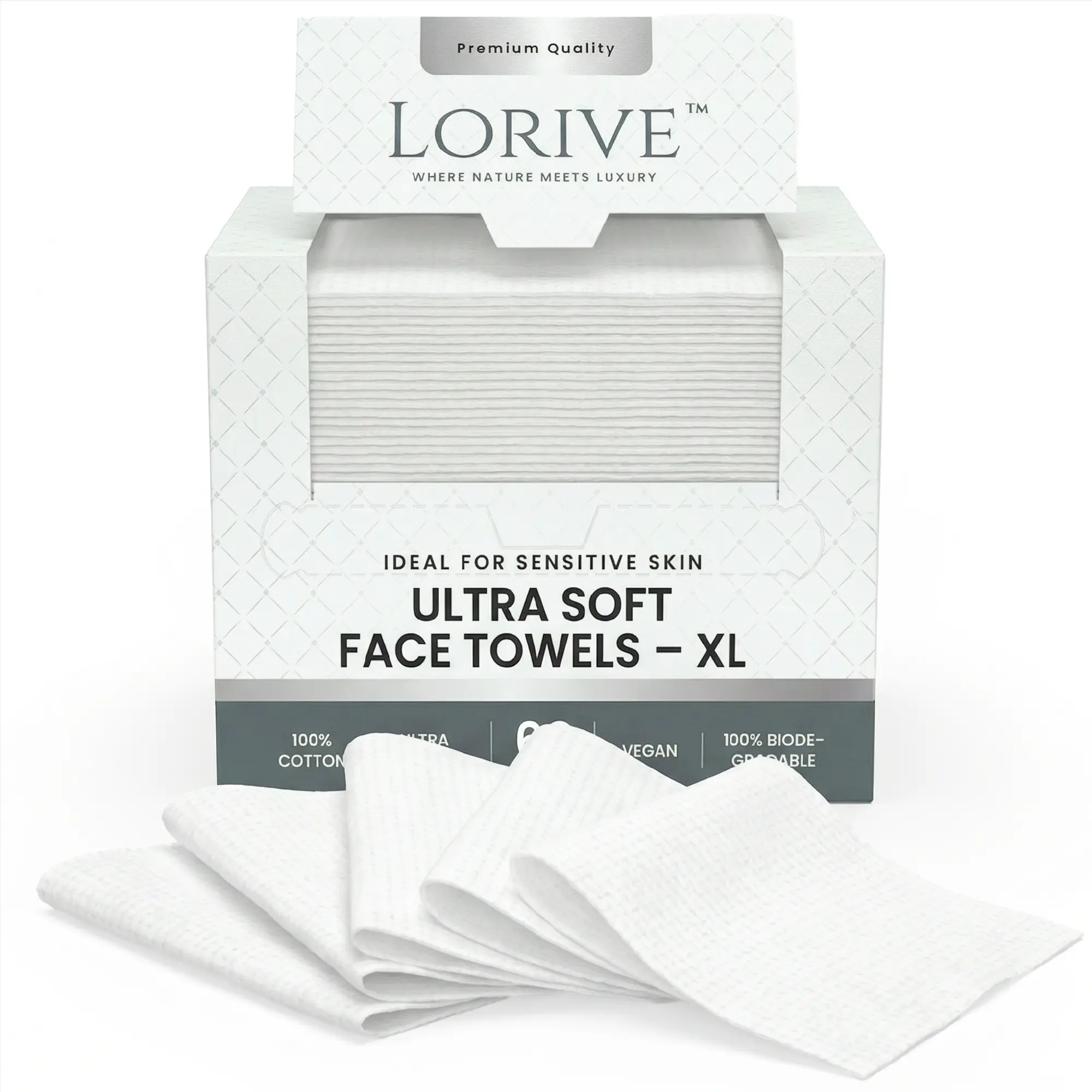 LORIVE Disposable Face Towels – Viral Skincare Hygiene Essential (60 XL Count)
