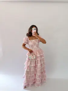 Enchanted Rose Ruffled Maxi Dress