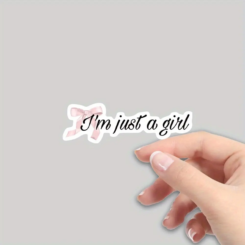 Car sticker "I'm Just a Girl" - Pink Bow Design, Matte Vinyl, Self-Adhesive, Irregular Shape, Single Use, Suitable for Glass Surfaces, Car Decoration | Fun Design | Matte, Car Decal