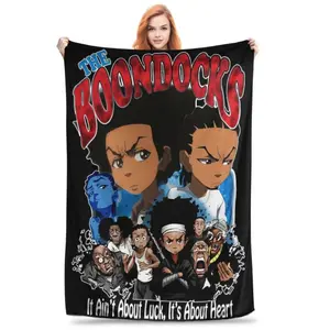 The Boondocks Flannel Blanket, Soft Warm Throw Blanket, All Season Blanket, Breathable Comfortable Blanket, Comfy Bedding for Christmas Day Decor, Napping Blanket for Home Office Sofa, Bed, Travel, Camping, Car, Gift for Her  Warm Haven Textiles