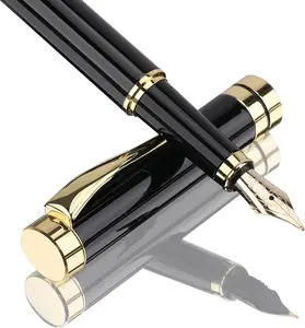Luxury Fountain Pen,Fine Nib, Exquisite Pen  Set for Men&Women-Includes 10 Ink Cartridges&Ink Converter- Nice Pens - Black