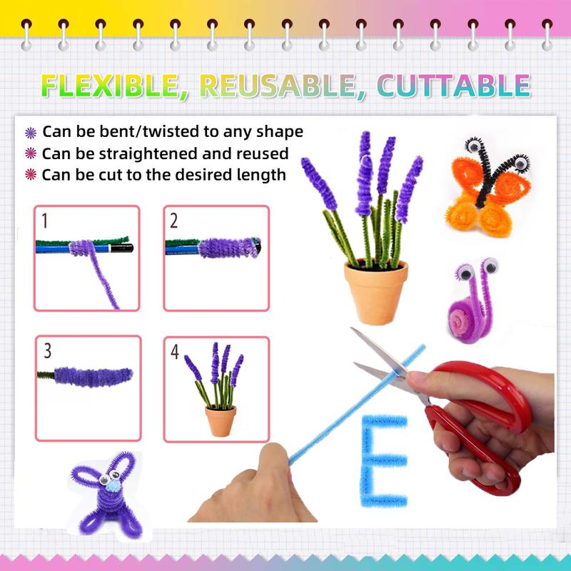 1000 Pcs Pipe Cleaners Assorted 20 Colors 12 Inch Chenille Stems Bulk for Kids Art DIY Crafts Projects Decorations Soft Flexible Random Color Premium Material