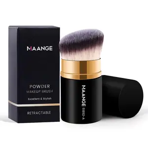 Angled Head Retractable Makeup Brush, Travel Blush Kabuki Brush, Portable Flawless Makeup Brush for Foundation, Powder Blush, Bronzer, Buffing, Beauty Travel Brush, Makeup Blending Brush