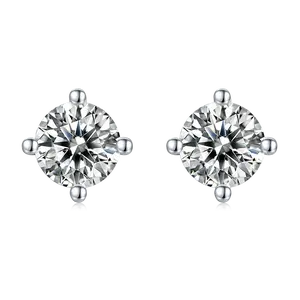 [Unisex Earrings] S925 Round Four-claw Synthetic Moissanite Earrings Unisex Gift unisex earring Pretty Studs