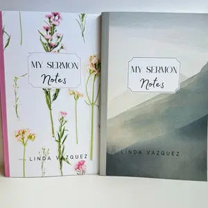 Linda Vazquez My Sermon Notes Sermon Note Journal with Floral Design on White Cover and Gray Cover