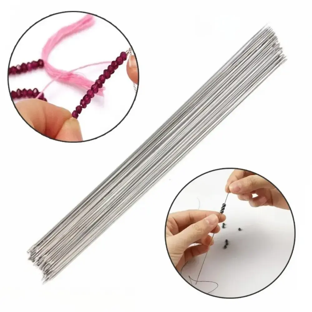 Rust proof stainless steel bead needle, DIY tool for handmade jewelry, sturdy and durable wide hole needle that is not easy to break, suitable for sewing fine and thick threads, manual sewing, jewelry bead making, bead accessories and handicrafts.