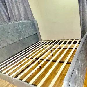 [MothersDayGift] AMERLIFE Modern Bed Frame with Wingback Headboard, Upholstered Bed Frame with Handmade Button Tufted & Nailhead, Wooden Slats Support/Luxury Bedroom Furniture/Queen/King/California King Size/Best Gift Ideas/Christmas Gifts