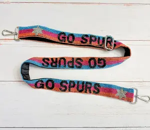 Fiesta Spurs Adjustable Beaded Strap Y2K Style Satin Lined Handmade Beaded Bag Strap for Casual or Dressy Outfits 45in x 1 3/8w