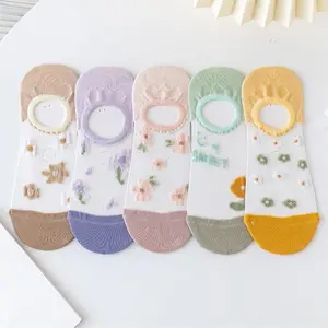 Women's invisible sock-soft fit No Slip Grip , Cut Thin Sock Lightweight r Soft Sock 5 Pairs for Casual Wear Running Yoga Gym Everyday Outfits ice silksocks calcetines glass