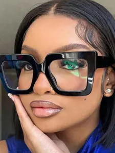 Women's Large Square Floral Plastic Glasses, Trendy Sexy Chic Casual Fashion Eyewear, Versatile and Stylish Accessory for Everyday Wear