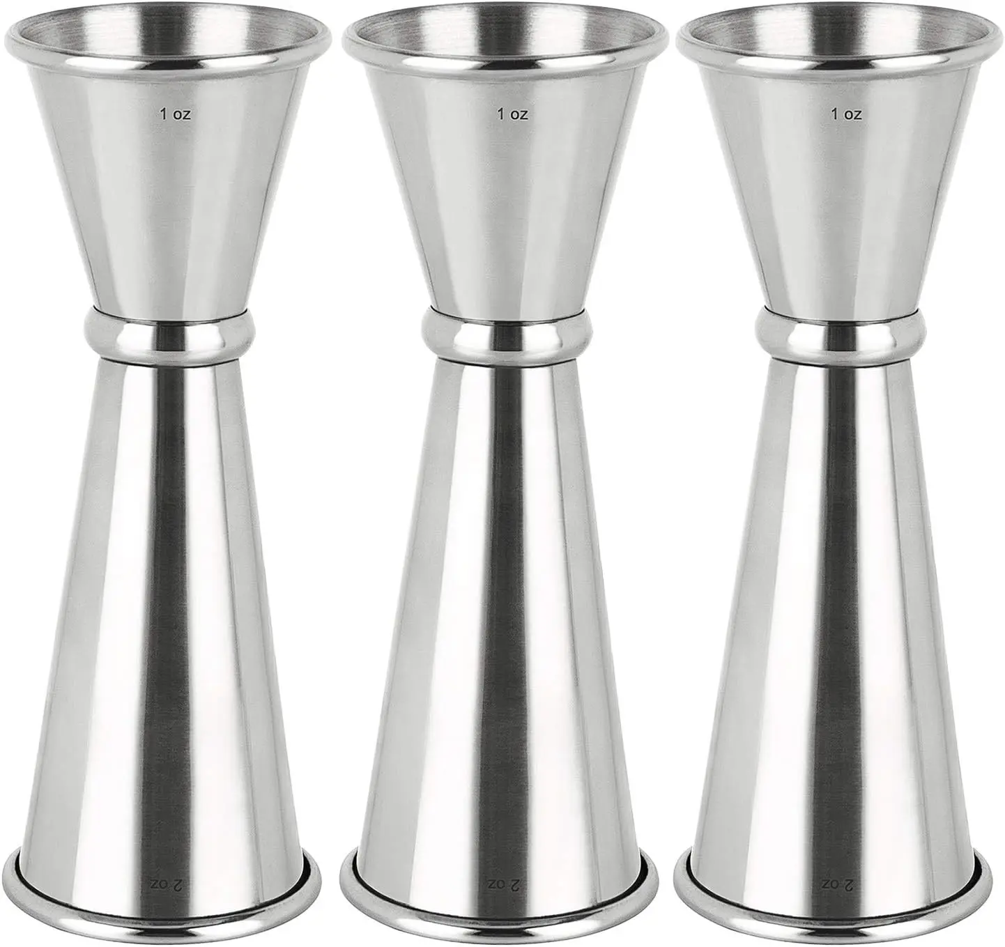 3PCS Double Jigger & Cocktail Jiggers Stainless Steel 1 OZ X 2 OZ Alcohol Measuring Tools | Stainless Steel Double Jiggers For Cocktail Making And Home Bars. Accurately Measure Alcohol, Spirits And Drink Ingredients.