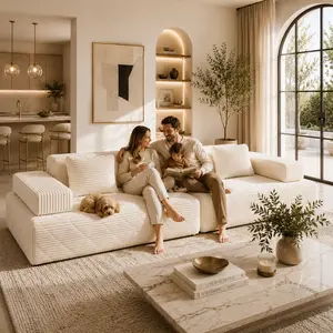【Father's Day】【2 Packages Shipping】 113" Modular Sectional Boneless Sofa,Oversized Chaise Lounge with Deep Seats, Modular Cloud Sleeper Sofa, No Assembly Required, Free Combination, Modern sectional couch.boneless sectional couch. living room furniture ou