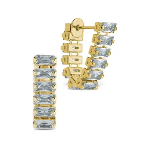 Jayla Baguette Linear Hoop Earrings