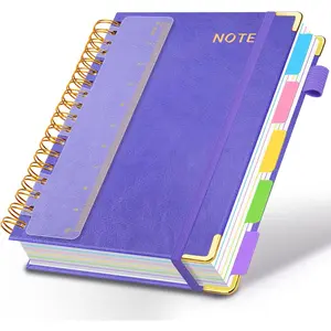 Hardcover Spiral Notebooks for Work 8.5''x 11'', 300 Pages 5 Subject Notebook with Dividers & Tabs, A4 Spiral Journal for Women, College Ruled Notebook for School Students Note-Taking