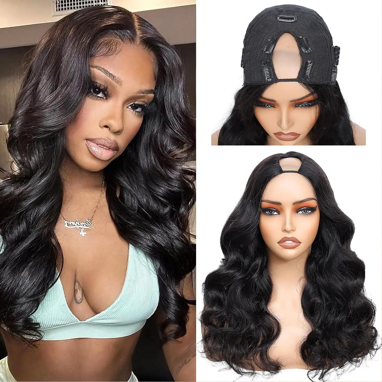 V Part Wigs Human Hair Body Wave Upgrade Glueless Human Hair V-Part Clip in Wigs No Leave Out, No Glue, No Sew-in, Beginner Friendly 180% Density  #SummerWins #DealsForYouDays