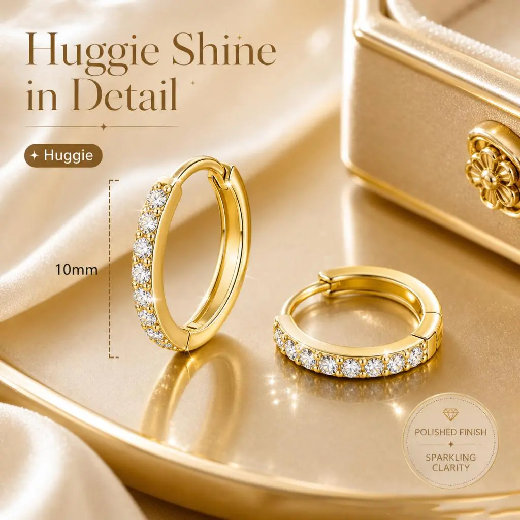 Set of 3 pairs of gold hoop earrings — delicate, multiple piercings,small stud hoops for layering; 14K gold-plated, hypoallergenic ear drops/ear cuffs; women’s gold jewelry gift; fashionable earring set