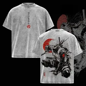 Kakashi Hatake T-Shirt Washed Vintage Naruto Anime Oversize Streetwear Tee Sharingan Ninja Graphic Unisex Heavyweight Cotton Top Gift for Anime Manga Fans Menswear