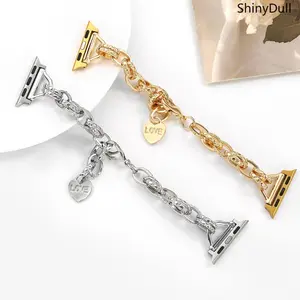 Metal Chain Pendant Apple Watch Band – Jewelry Style Strap for 38–45mm (Series 1–9, SE), Elegant Women’s Design