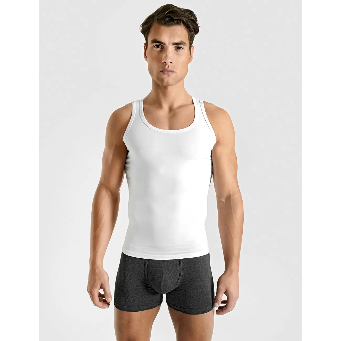 ROUNDERBUM Cotton Compression Tank Top - Medium Fit, Slims Waist, Firms Upper Body, Improves Posture, Undetectable Shapewear Man Tapered