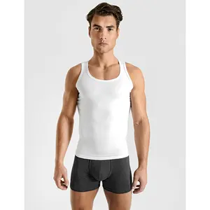 ROUNDERBUM Cotton Compression Tank Top - Medium Fit, Slims Waist, Firms Upper Body, Improves Posture, Undetectable Shapewear